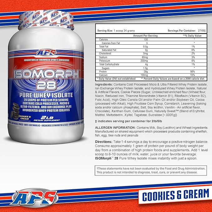 APS Nutrition IsoMorph 28 Protein Powder | Pure Whey Isolate | Cold Pressed, Ultra- Filtered, & Ion