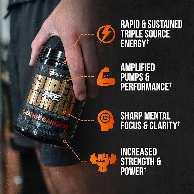 ALPHA LION Superhuman Pre Workout Powder, Beta Alanine, L-Taurine & Tri-Source Caffeine for