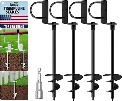 Eurmax USA Ground Anchors Heavy Duty Adjustable L-Shaped Head Shed Tent Stakes Trampoline Anchors