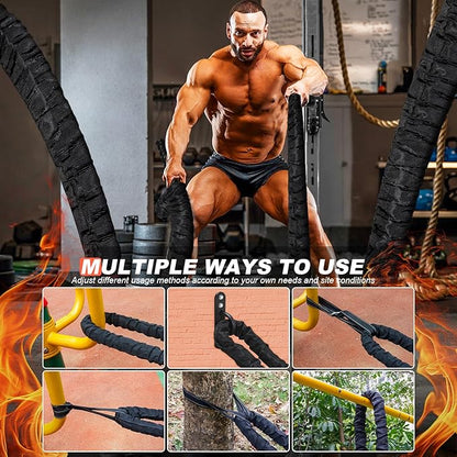 Battle Ropes for Home Gym, Exercise Rope 1.26/1.5inch, 30 40FT Heavy Battle Rope Weighted Battle