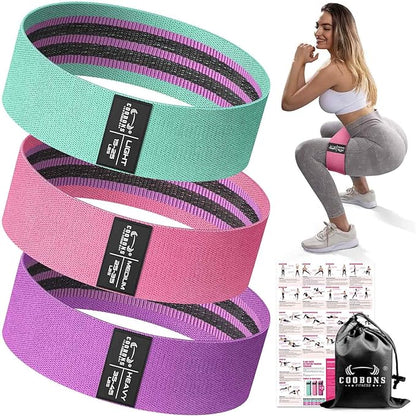 Fabric Resistance Bands for Working Out - Exercise Bands for Women and Men, Booty Bands for Legs