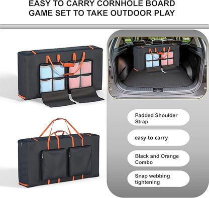 Cornhole Carrying Case Fits 4' x 2' Regulated Size, Heavy Duty 600D Oxford Fabric Waterproof &