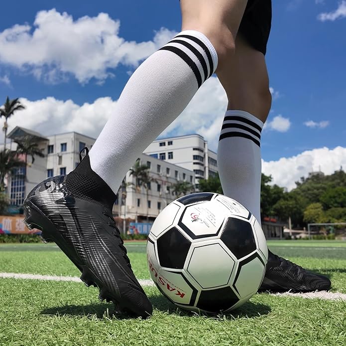 Men's High Top Soccer Shoes FG Long Spikes Adult Football Shoes Lightweight Professional Athletic