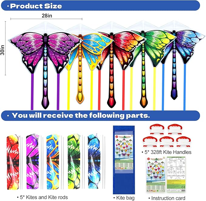 Kite for Kids Ages 3-5 4-8 & Adults, Flying Toys| Beach Toys| Outdoor Toys, Easy to Fly Butterfly