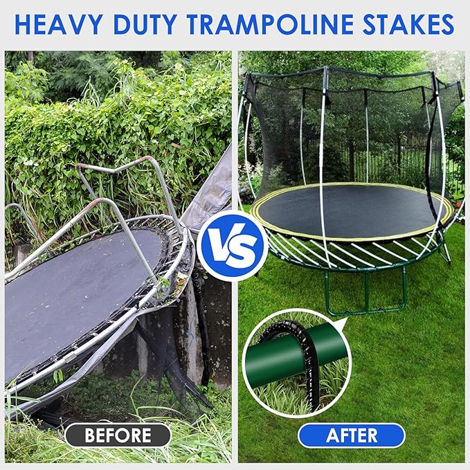 Trampoline Stakes 12 inches 10-Pack U Stake for Ground Heavy Duty Trampoline Anchors High Wind