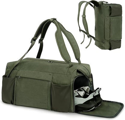 Gym Bag for Men with Shoes Compartment and Wet Pocket Convertible Duffle Bag and Gym Backpack