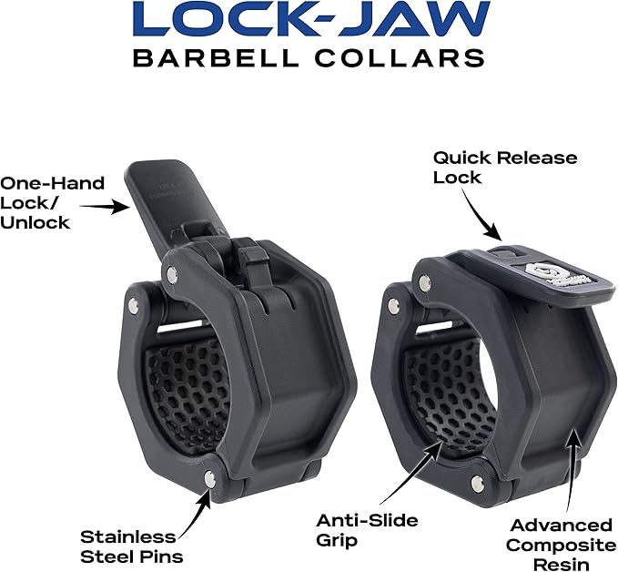 Lock-Jaw Sport Olympic Barbell Collar - Quick Release Barbell Clamp (Blue)