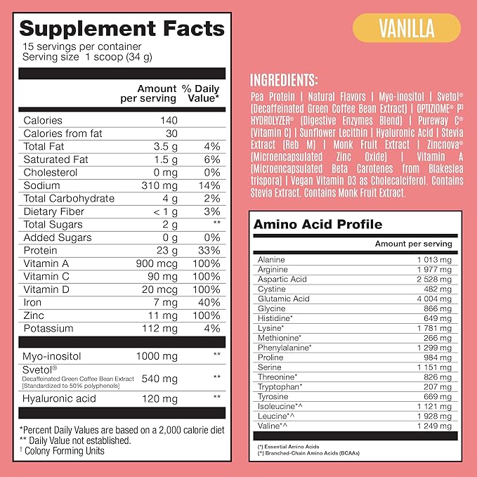 Fitmingo Vegan Protein Powder with Inositol, Collagen Boosters, Hyaluronic Acid and Vitamins | Low