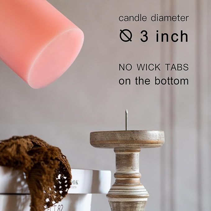 MOZEAL 3" x 6" Hand-Poured Unscented Candle,Dripless Pillar Candle Set of 3,Long Lasting