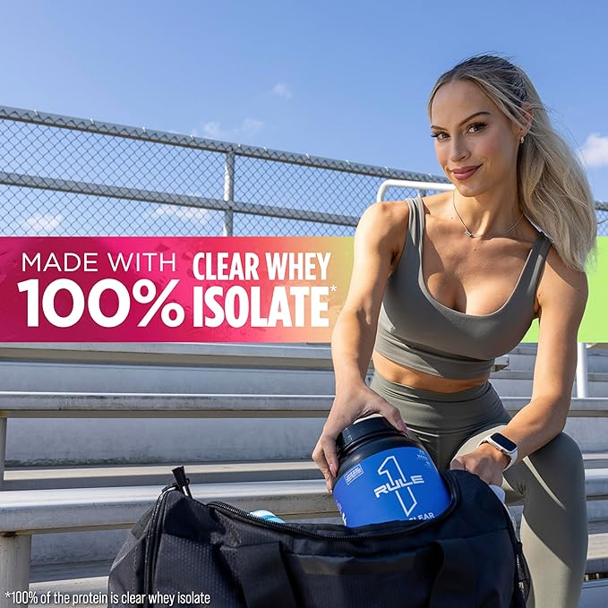 Rule 1 Clear Whey Isolate - 20g All-whey Isolate Protein, Over 9g EAAs, 300mg of Electrolyte