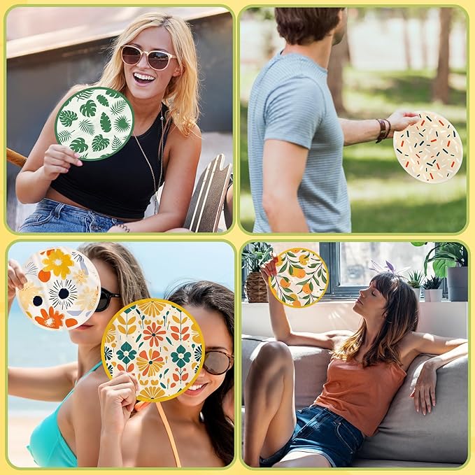 Mototo Foldable Flying Disc Fans, 36PCS Foldable Disc Fan 8 Inch Pop up Round Collapsible Hand Fan