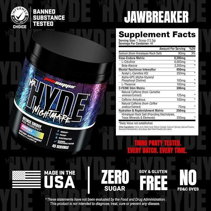 PROSUPPS Mr. Hyde Nightmare Pre Workout Powder with Caffeine & Beta Alanine - Preworkout for