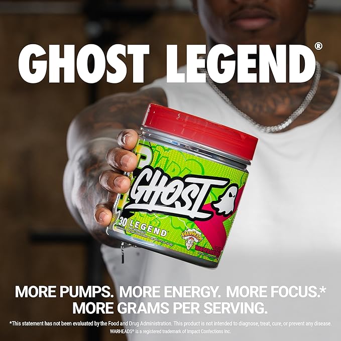 GHOST Legend Pre-Workout Powder, Warheads Sour Watermelon - 30 Servings ??Pre-Workout for Men &