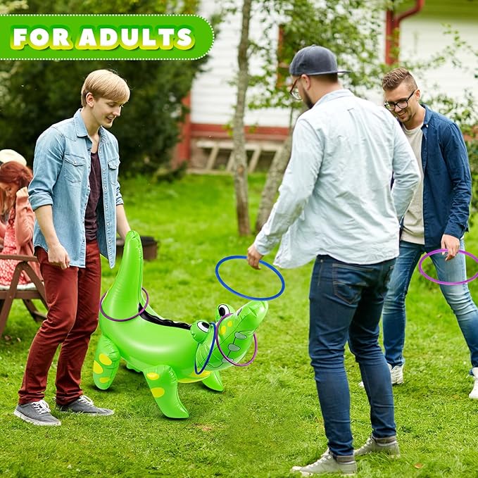 Civaner Alligator Inflatable Ring Toss Crocodile Game, Each Include 22" Inflatable Alligator Blow