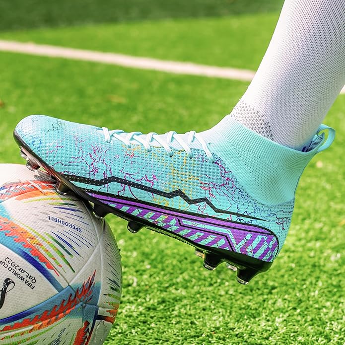 Soccer Cleats Mens Football Cleats Professional Soccer Shoes High-Tops Non-Slip Spikes for Big Boys