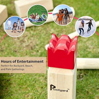 Pointyard Kubb Yard Game Set, Kubb Game Set with Carrying Bag - Wooden Toss Game Set for Outdoor