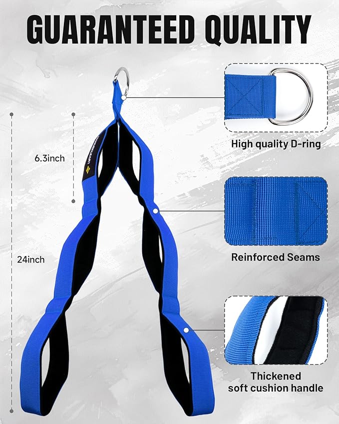 MANUEKLEAR Tricep Rope Cable Attachment Handles, Greater Range of Motion, Tricep Pull Down Rope for