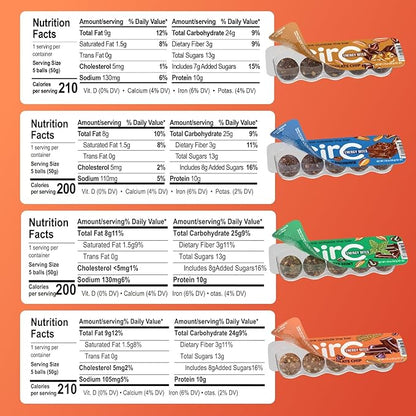 CirC Energy Bites - Chocolate Lovers Variety 12 Pack Gluten Free Protein Balls - 10g Protein, Whole
