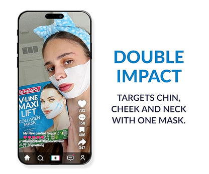 Stylia MaxiLift V-Line Lifting Collagen Face Mask – Enhanced Double Chin Reducer – Jawline Shaper