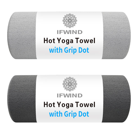 IFWIND 2 Pack Yoga Mat Towels with Grip Dot,Anti-Slip Hot Yoga Towel,Absorbent Microfiber Sweat Mat