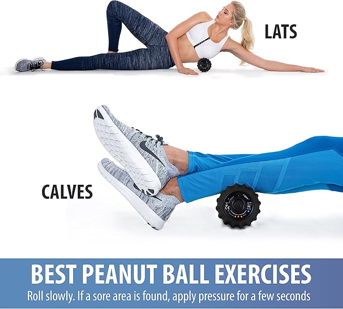 Zyllion Vibrating Peanut Massage Ball with 4 Modes - Cordless Rechargeable Electric Deep Tissue