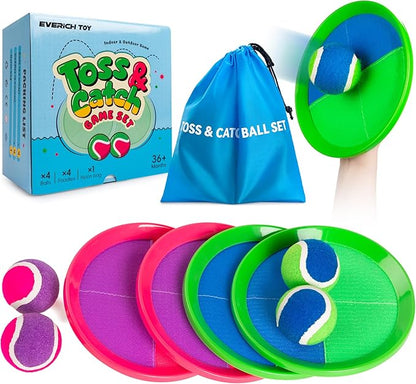 EVERICH Upgraded Toss and Catch Ball Game Set - Indoor and Outdoor Games for Kids 3-12, Beach Sand