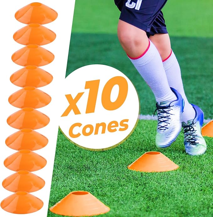 GHB Pro Agility Ladder Soccer Kick Trainer Set 20ft 12 Rung 10 Cones and 4 Stakes Speed Agility