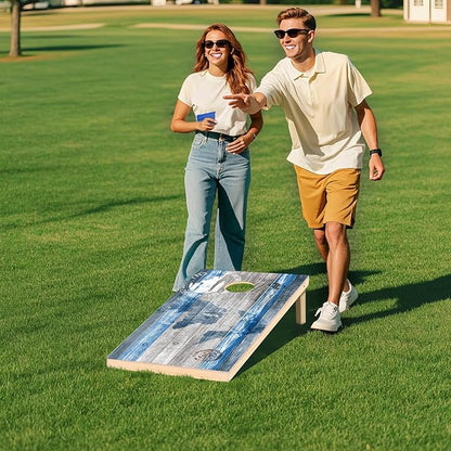 Cornhole Board Set, Regulation Size 4 x 2FT/3 x 2FT Solid Wood Corn Hole Game Set with 8 Bean