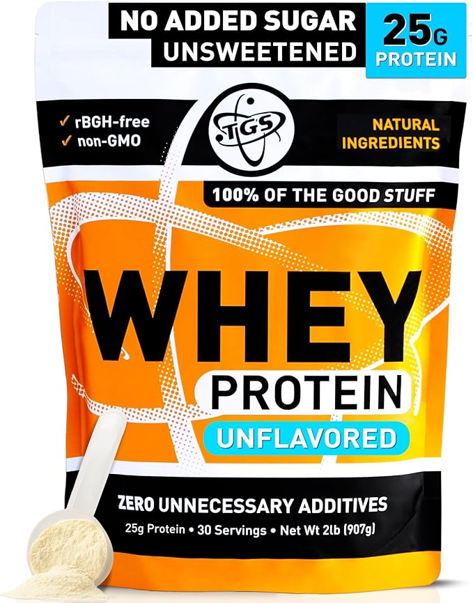 100% Whey Protein Powder Unflavored, Unsweetened for Men & Women - Clean, Natural, No Artificial