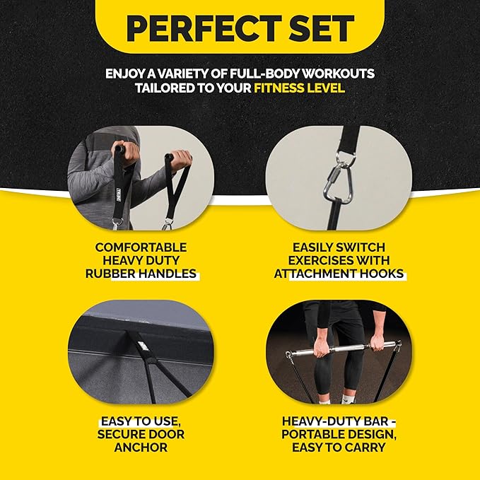 Long Resistance Bands for Working Out Men and Women - Set of 5 Pull-Up Bands, Rubber Handles and