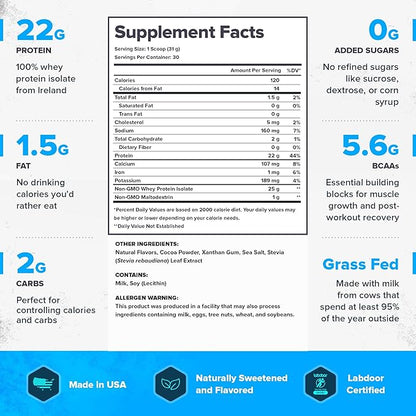 LEGION Whey+ Protein Whey Isolate from Grass Fed Cows - Whey Protein Isolate Powder Low Calorie