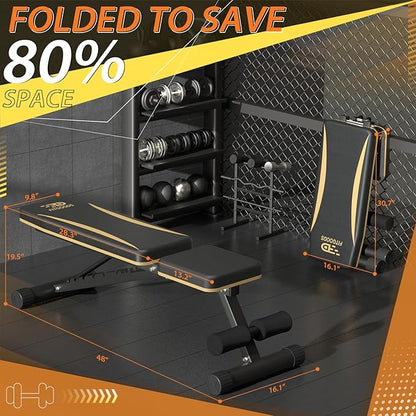Adjustable Weight Bench - Heavy-Duty Foldable Workout Bench for Home Gym, 660 LBS Capacity, Incline