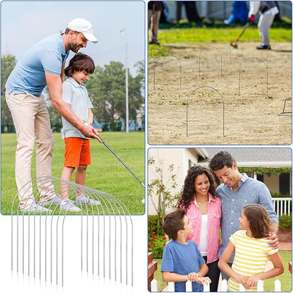 Deekin Set of 9 Croquet Wickets Replacement for Croquet Metal Hoops with Galvanized and Plastic