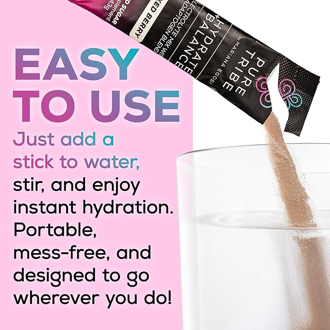 Electrolytes Powder Packets - Sugar Free Hydration Powder Drink Mix Loaded with 6 B Vitamins &