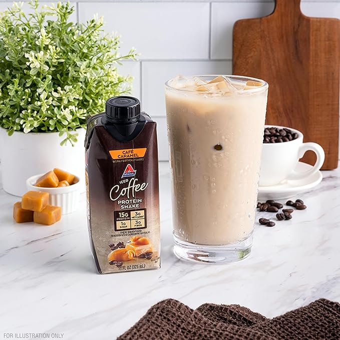 Atkins Café Caramel Iced Coffee Flavored Protein Shake, High Protein Shake, Low Glycemic, Low Carb