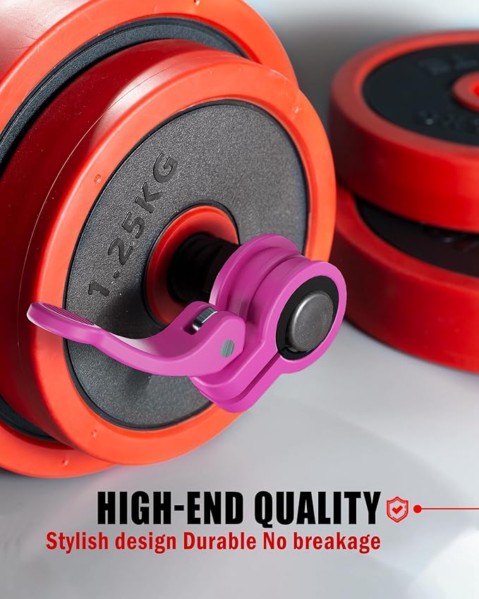 Narrow Barbell Clips 2.5cm Width for Olympic Bars, 0.9-1.18inch Adjustable Weight Clamps, Quick