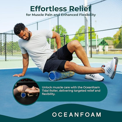 Oceanfoam Tidal Roller - Royal, Gold & Natural Marbled - Muscle Massage Foam Roller for Back Pain &