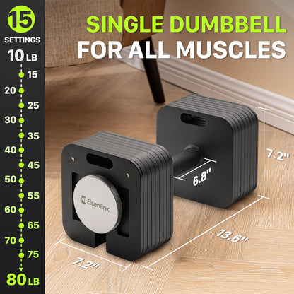 Eisenlink Adjustable Dumbbells, 80lbs Pair, 5pound Increments, Quick-Lock