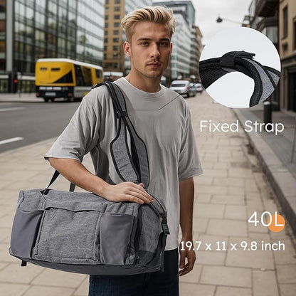 Gym Bag for Men with Shoes Compartment and Wet Pocket Convertible Duffle Bag and Gym Backpack