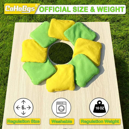 CoHoBgs Corn Hole Bags Set 8, Professional Cornhole Bags Dual-Sided Slick & Stick Resin Filled
