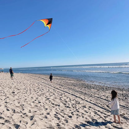 Large Delta Kite Easy to Fly with Kite Reel Set, Beach Kite & Kite Spool for Kids & Adults, Single