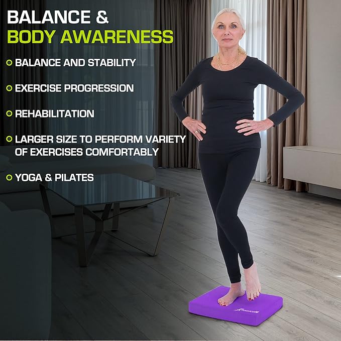 ProsourceFit Exercise Balance Pad ??Non-Slip Cushioned Foam Mat & Knee Pad for Fitness and