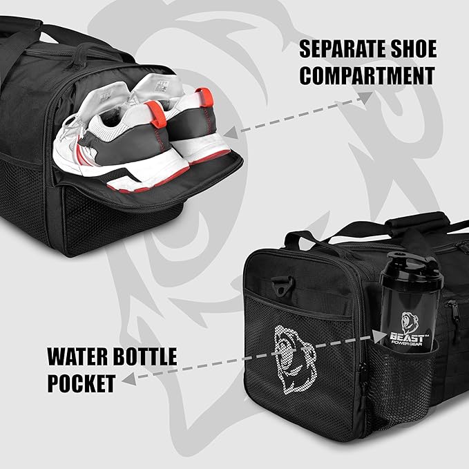Duffle Gym Bag for Men & Women – Large Duffel Athletic Gym Boxing Bag with Shoes Compartment, Wet