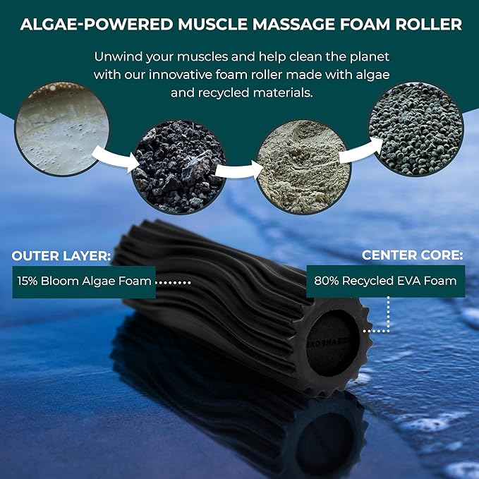 Oceanfoam Ripple Travel Foam Roller (11" x 3.35") Firm Mini Foam Roller for Physical Therapy, Deep