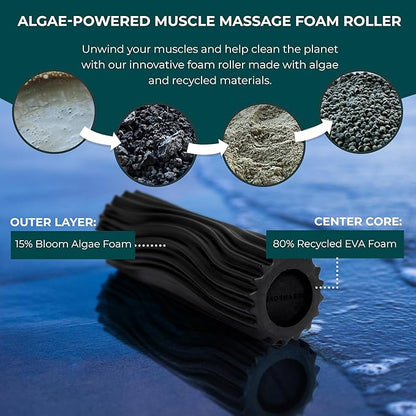 Oceanfoam Ripple Travel Foam Roller (11" x 3.35") Firm Mini Foam Roller for Physical Therapy, Deep
