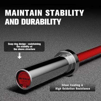 RITFIT Olympic Barbell 4ft/4.8ft/6ft - 2 Inch Weight Bar for Strength Training, Weightlifting