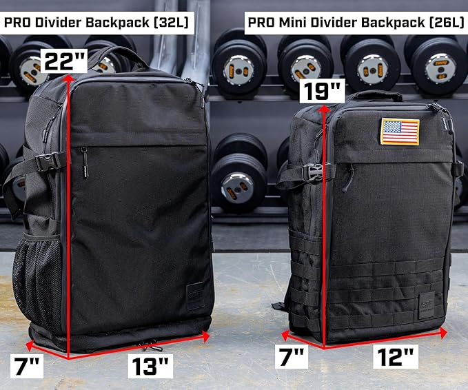 SERIOUS STEEL FITNESS Gym Bag, Rip-Resistant Fabric, Heavy Duty (Black, Backpack (Pro-Mini (26L)