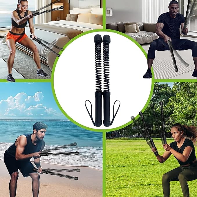 Ropeless Battle Rope Battle Ropes for Home Gym - 2PCS workout ropes with Non-Slip Handles, Durable