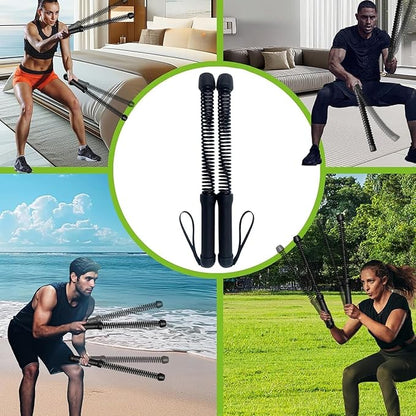 Ropeless Battle Rope Battle Ropes for Home Gym - 2PCS workout ropes with Non-Slip Handles, Durable