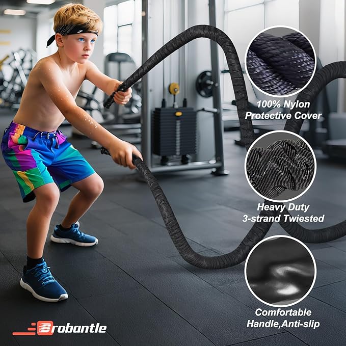 Battle Rope 1/1.26/1.5/2 Inch Diameter,Pink 30FT/40FT/50FT Exercise Workout Ropes for Home Gym